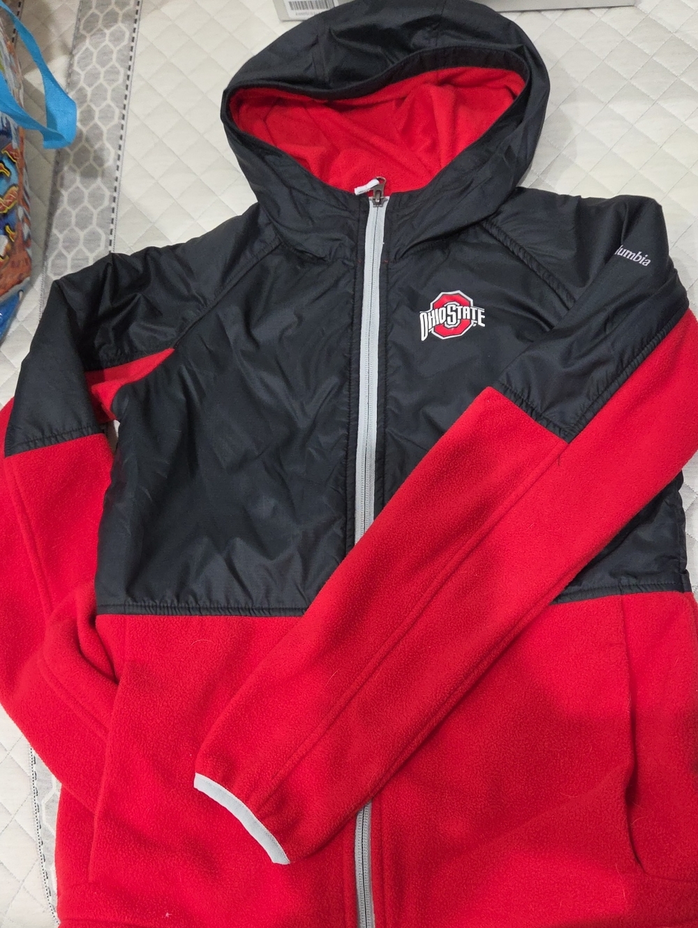 Kids Columbia Red and Black Ohio State Hooded Fleece Jacket - Kids